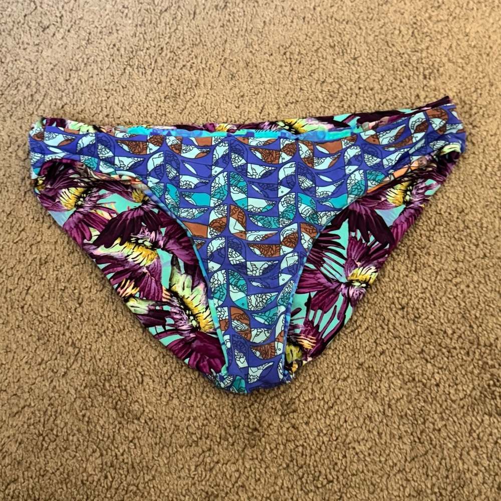 Maaji Blue and Purple Patterned Bikini Bottom